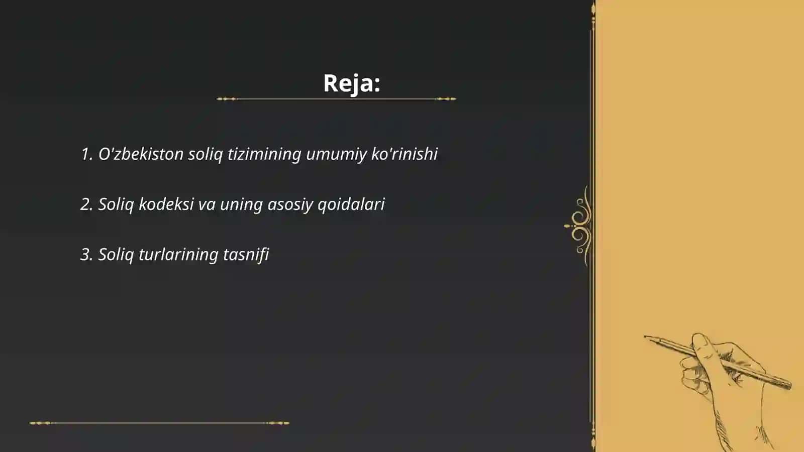 O'zbekistonda soliqlarning tuzulish asoslari soliq tizimi va tarkibi 2