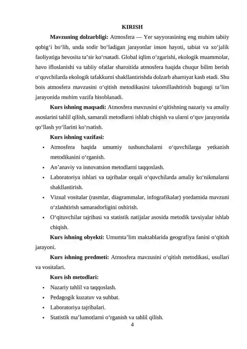 Atmosfera mavzusini o‘qitish metodikasi 2