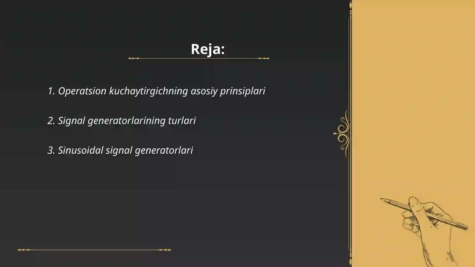 Operatsion kuchaytirgich asosidagi signal generatori 2