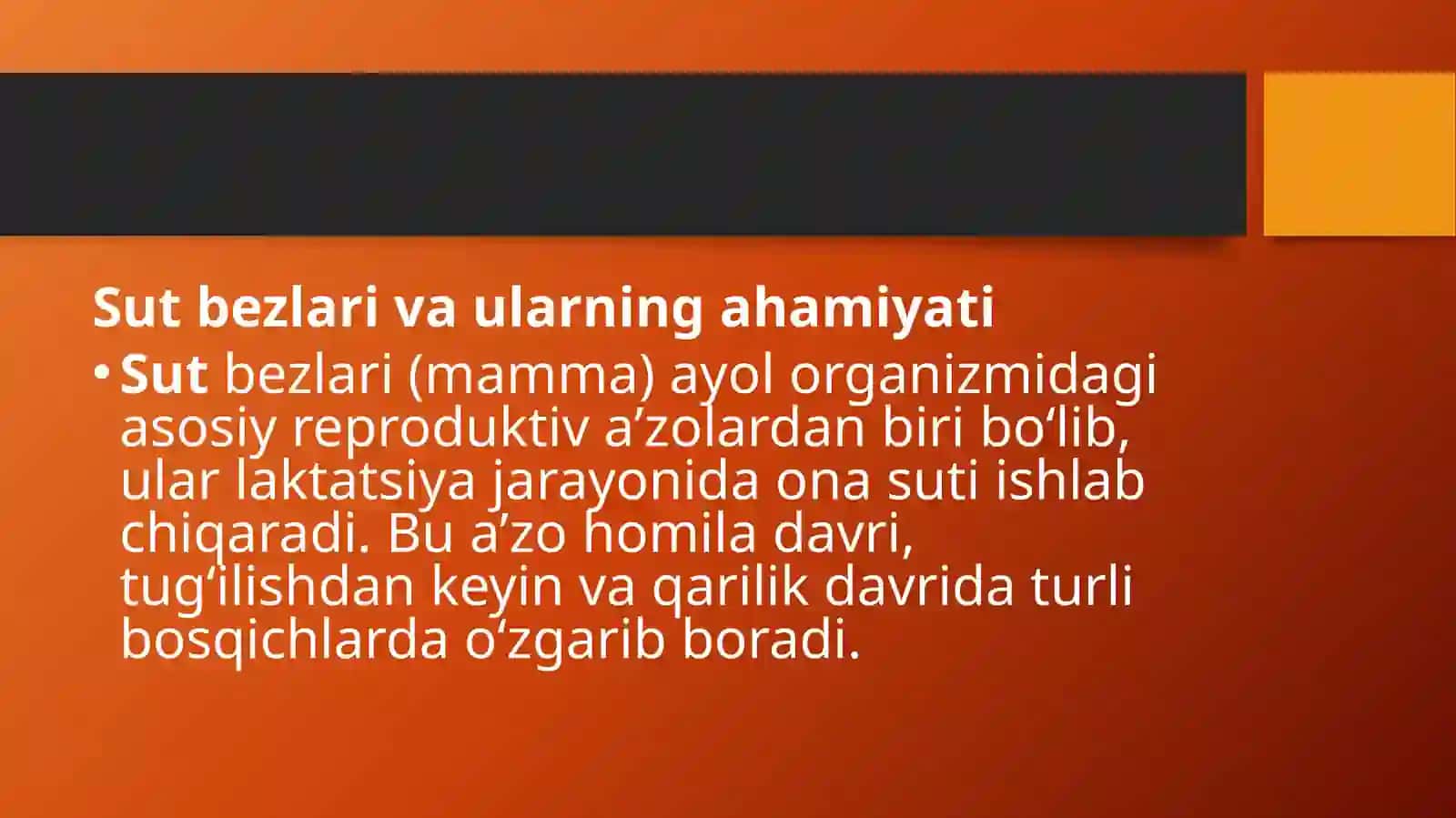 Sut bezlari faoliyatining boshqariluvi, sut bezlarini yoshga qarab oʻzgarishi. 2