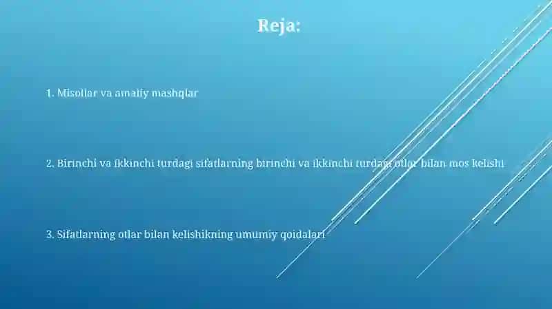 1,2 Turlanishdagi sifatlarning 1,2 turdagi otlar bilan moslashishi 2