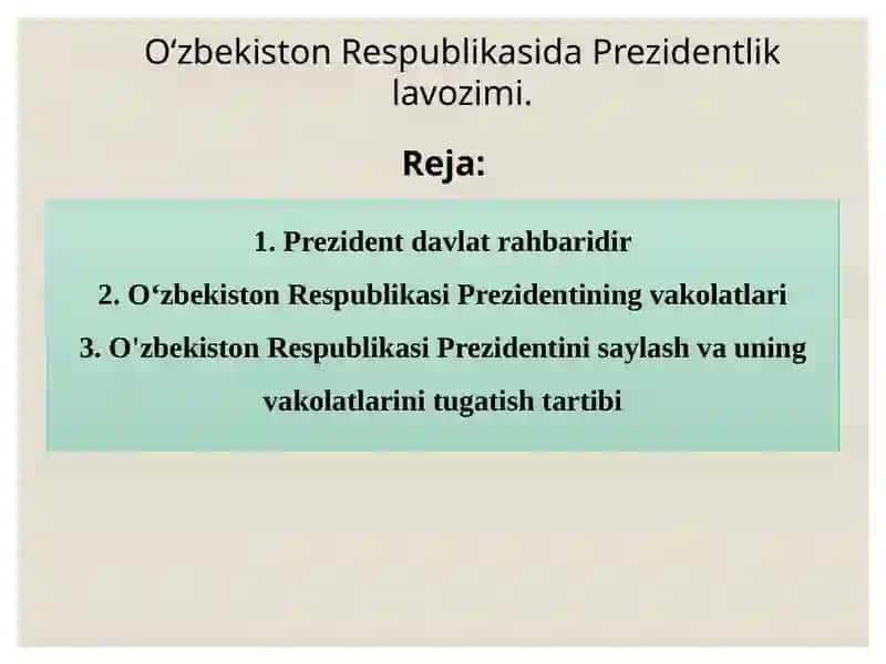 O‘zbekiston Respublikasi prezidentining vakolatlari 2