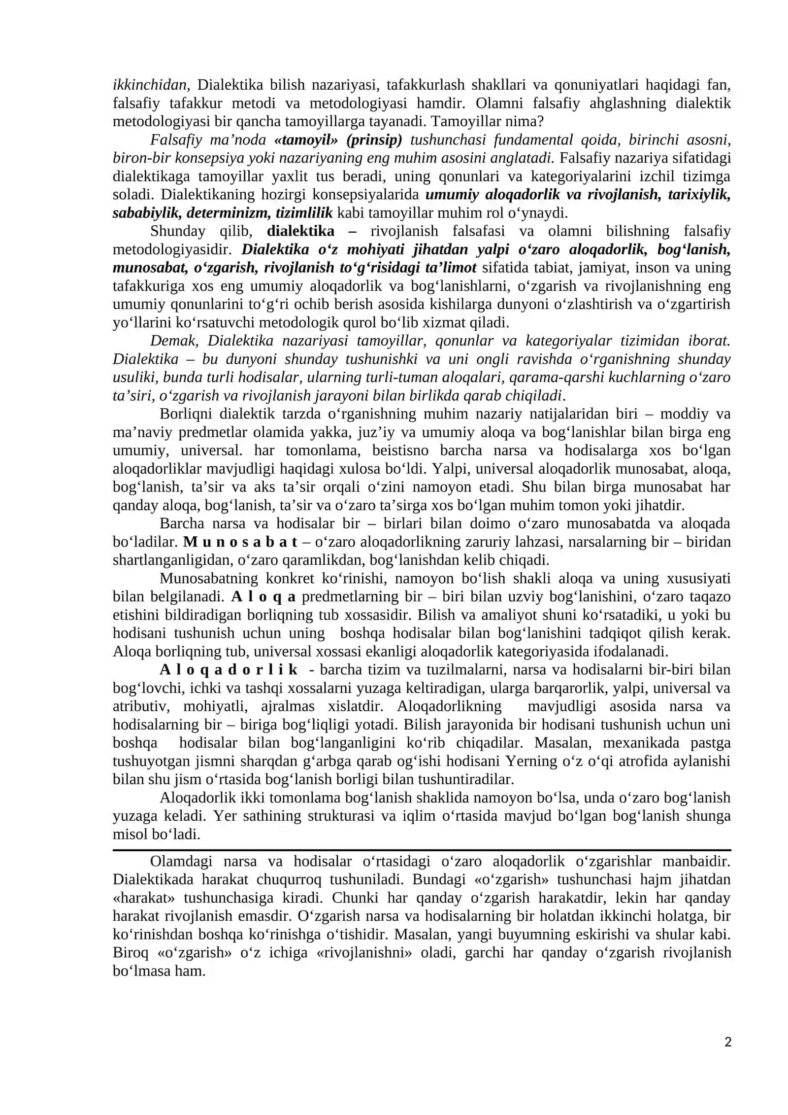Rivojlanish falsafasi (Dialektika) 2