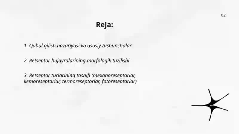 Qabul qilish,retseptor hujayralari tuzulishi va funksiyasi 2