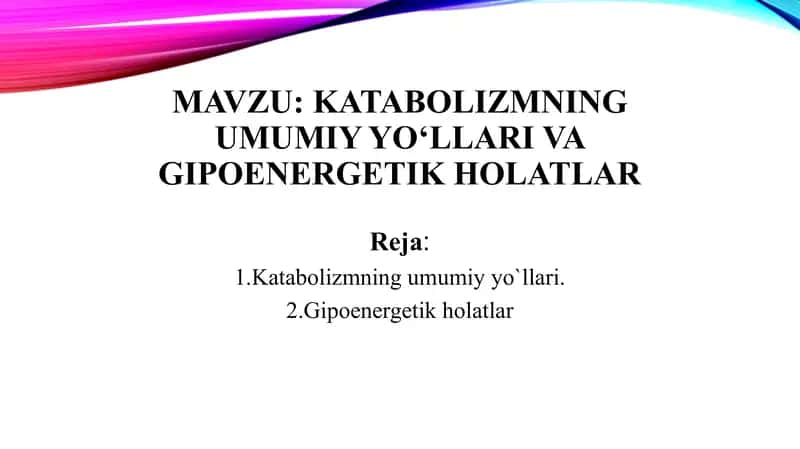 Katabolizmning umumiy yo‘llari va gipoenergetik holatlar 2