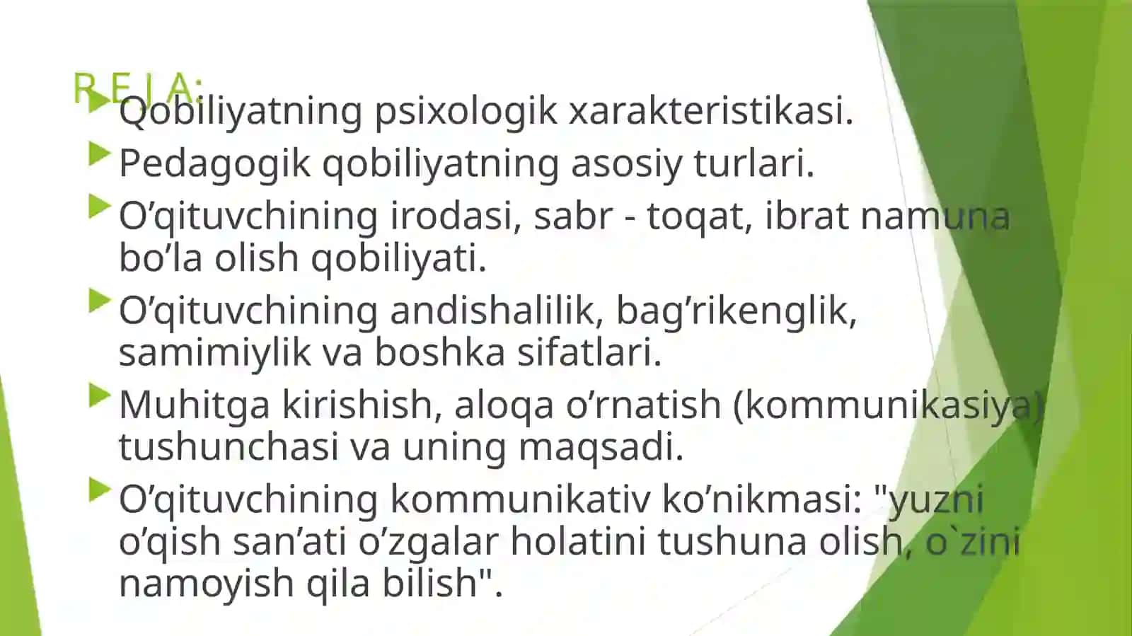 Qobiliyatning psixologik xarakteristikasi 2