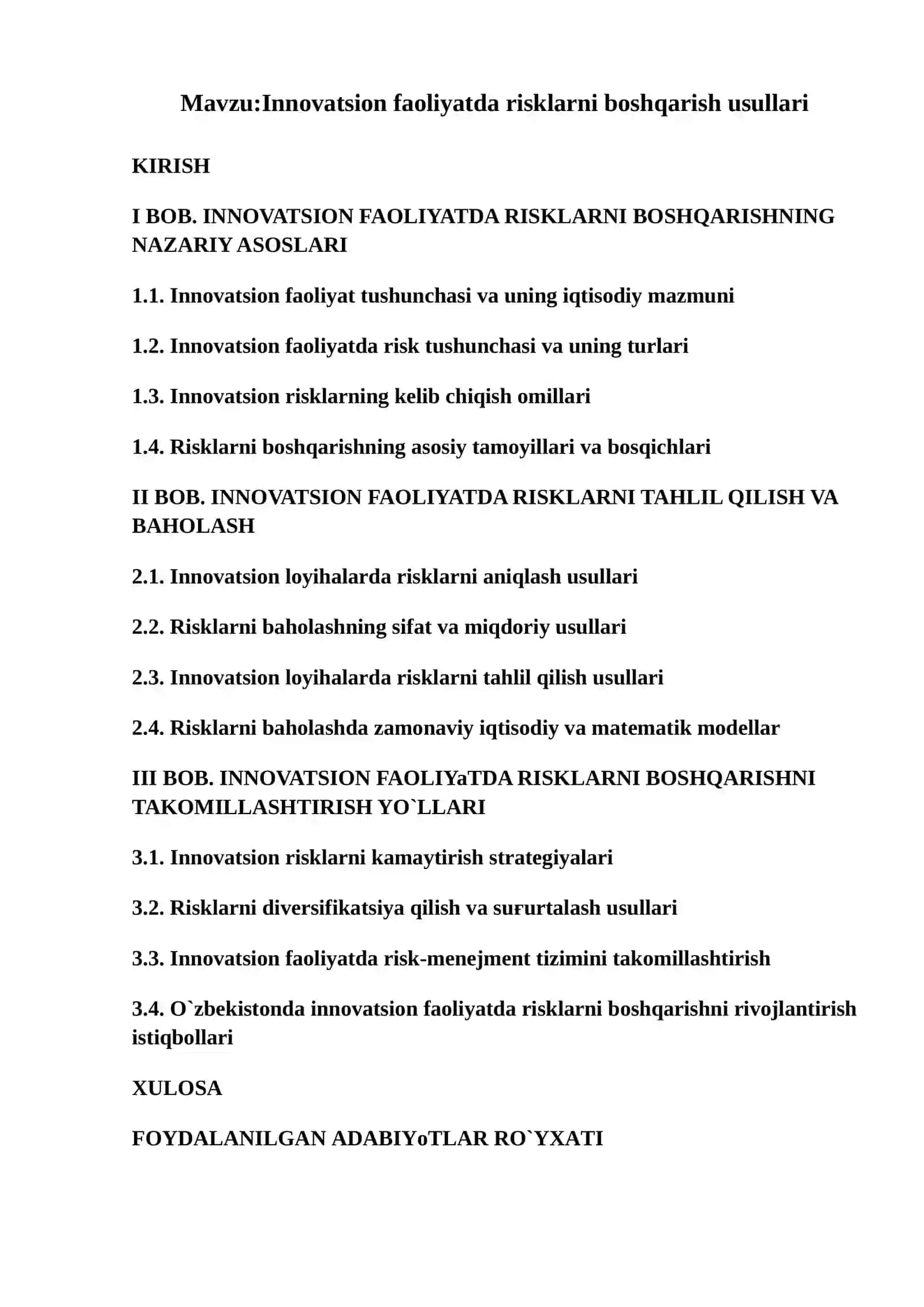 Innovatsion faoliyatda risklarni boshqarish usullari 2