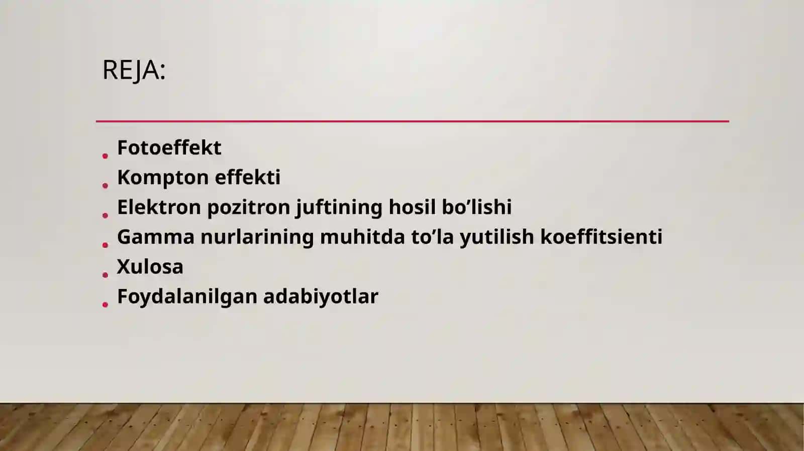 Fotoeffekt. Kompton effekti. Elektron pozitron juftining hosil bo’lishi. Gamma nurlanishining muhitda to’la yutilish koeffitsienti. 2