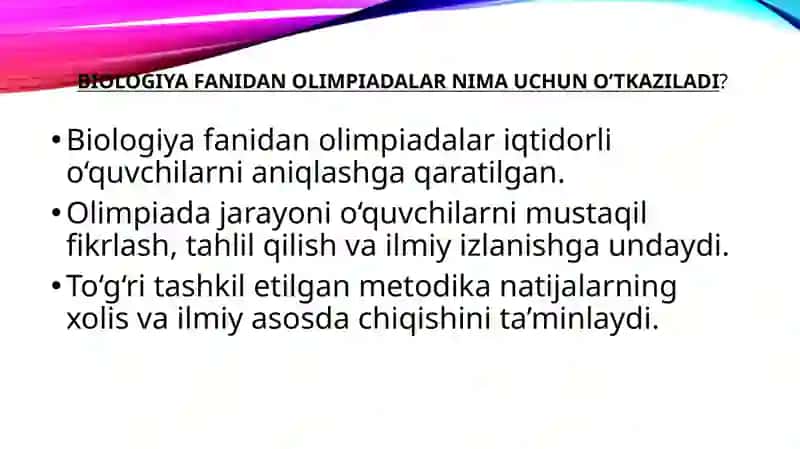Biologiyadan olimpiada o‘tkazish metodikasi 2