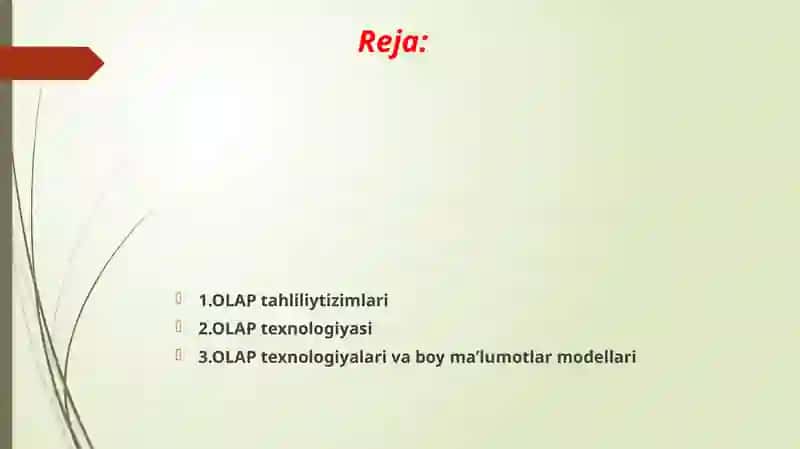 OLAP Tahliliy Tizimlari 2