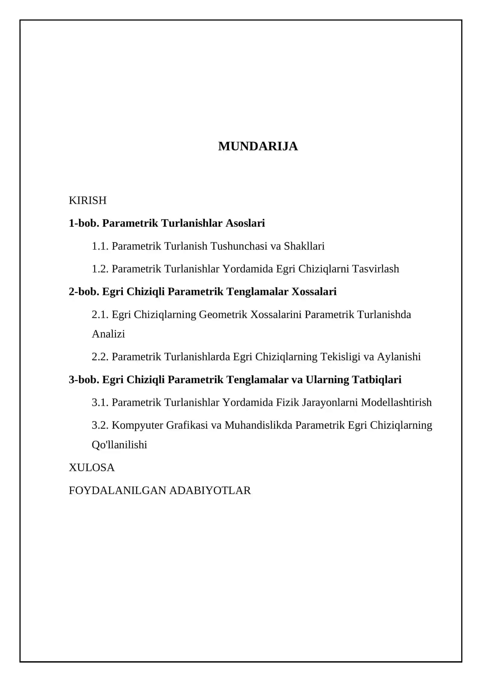 Egri chiziqli parametrik tenglamalar 2