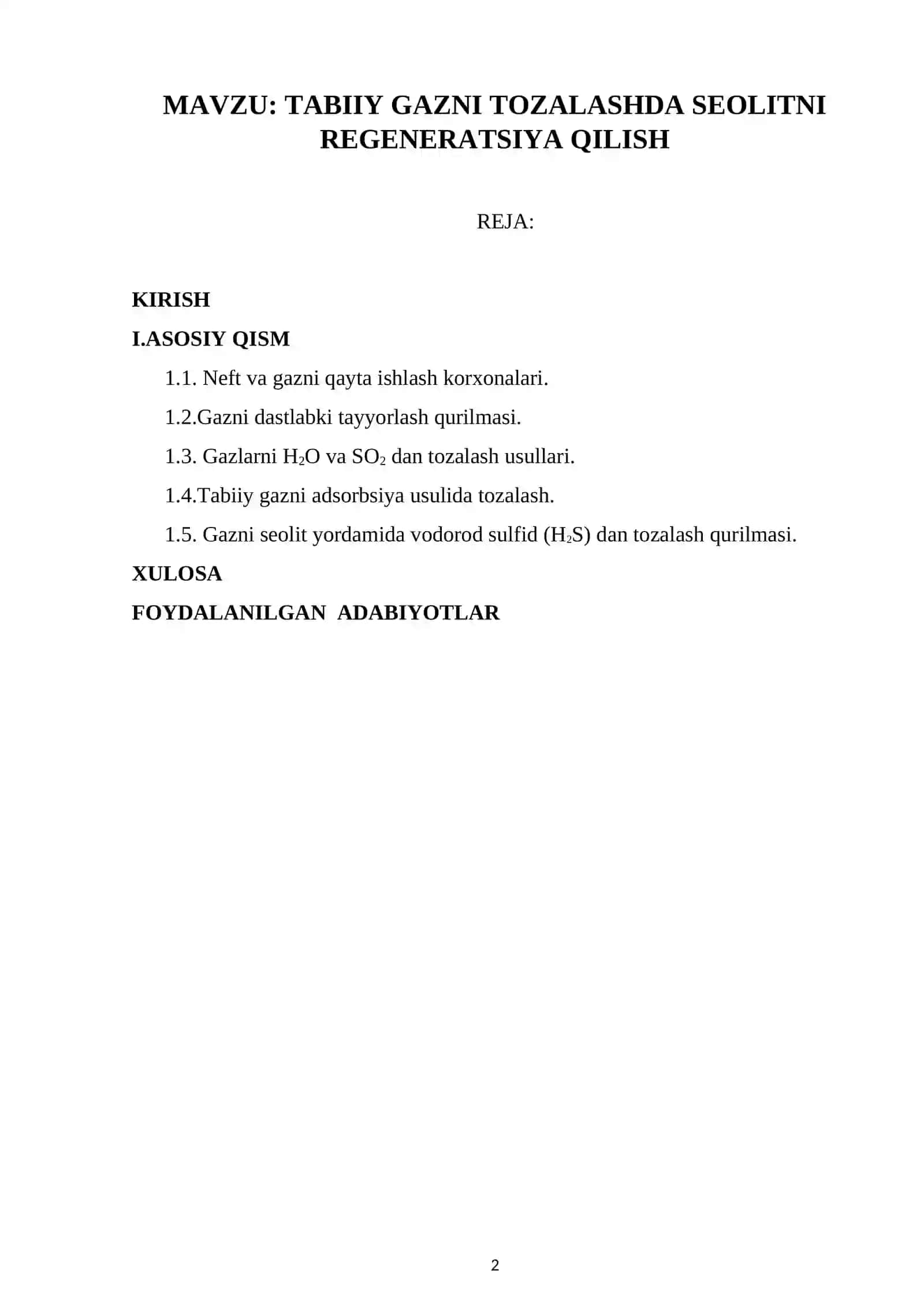 TABIIY GAZNI TOZALASHDA SEOLITNI REGENERATSIYA QILISH 2