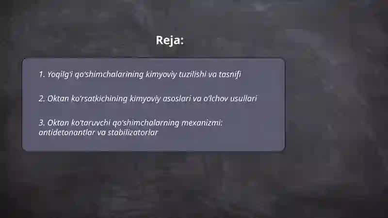 Yoqilgʻi qoʻshimchalari kimyosi 2