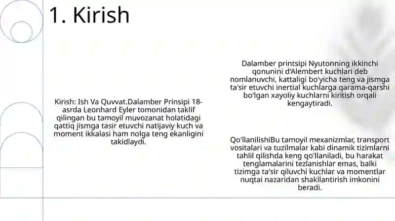 Ish Va Quvvat.Dalamber Prinsipi 2