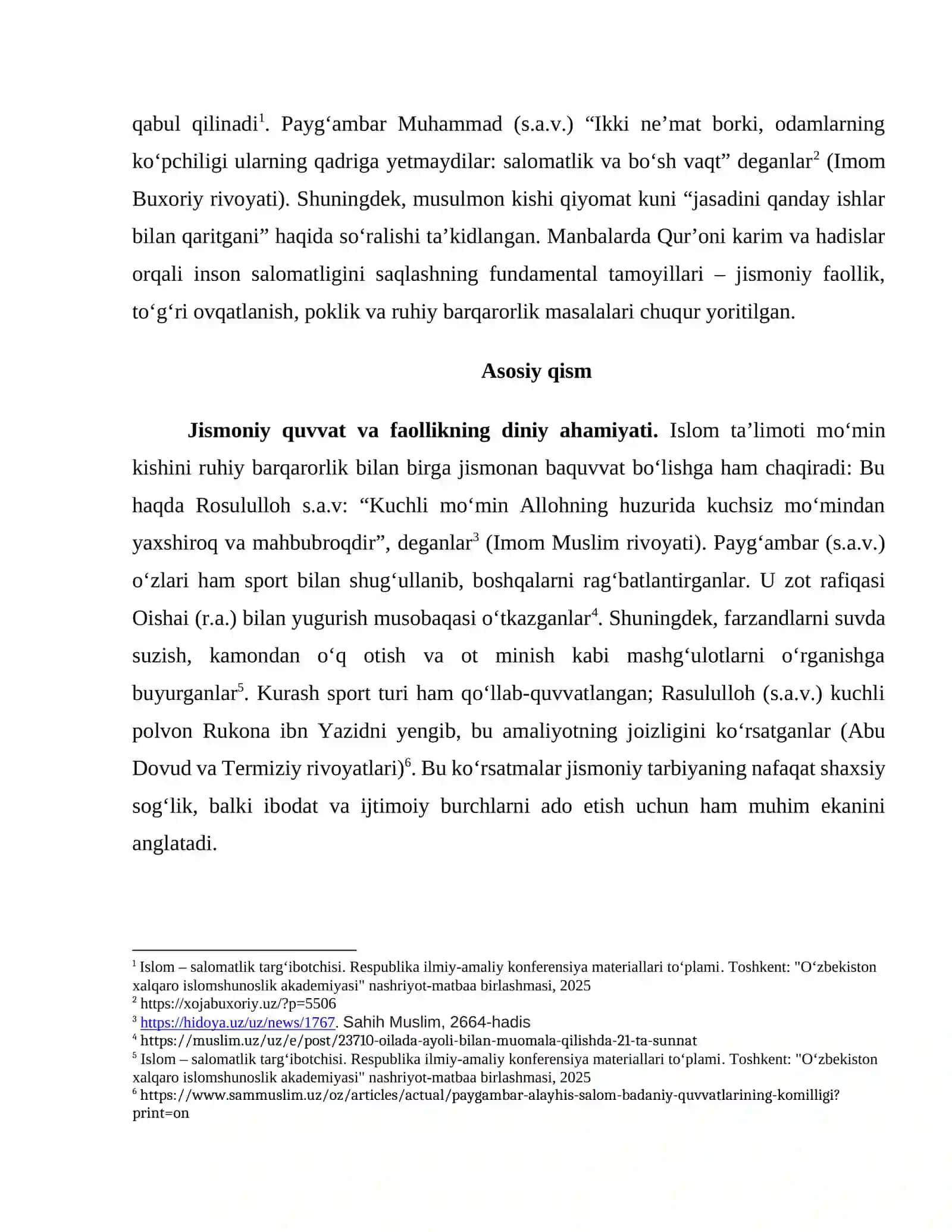 QUR'ON VA HADISLARDA TIBBIY MASALALAR: ISLOMDA SALOMATLIK KONSEPSIYASI 2