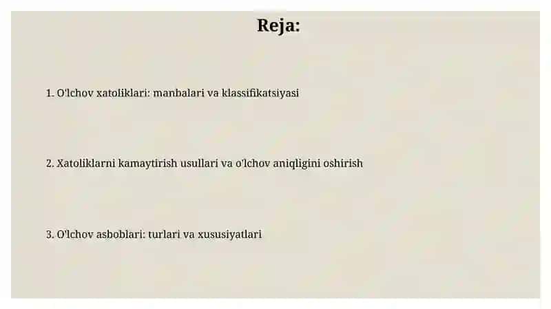 O'lchov asboblari va o'lchash xatoliklari 2