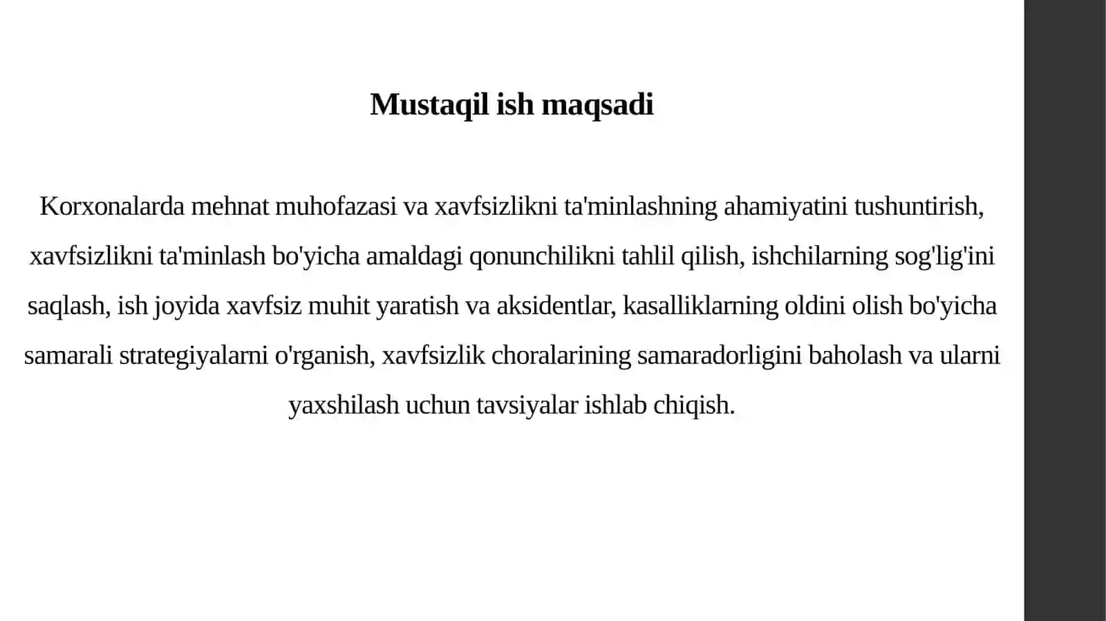 Korxonalarda mehnat muhofazasi va xavfsizlik masalalari 2