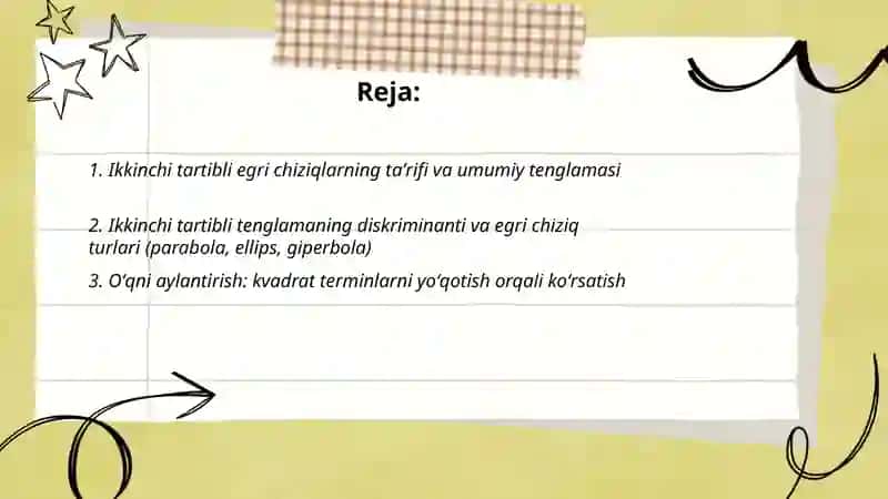 Ikkinchi tartibli egri chiziqlar.Aylana tenglamalari 2