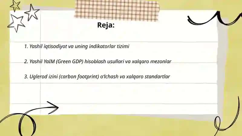Yashil iqtisodiyot indikatorlari va ularning xalqaro mezonlari 2