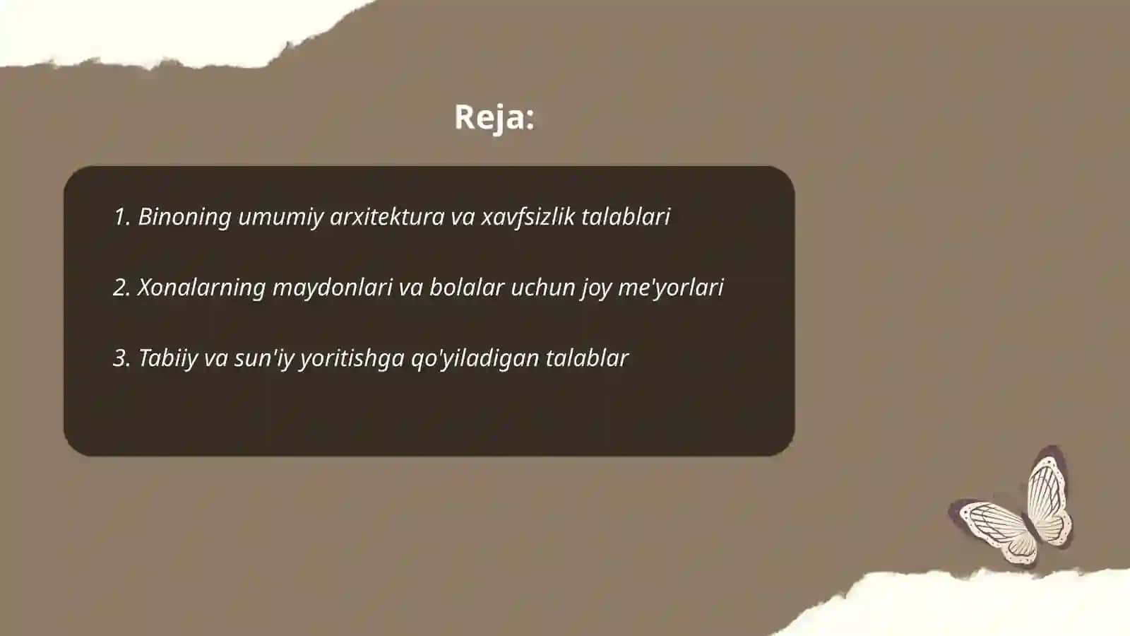 Maktabgacha ta'limda bino jixozlariga quyiladigan talablar 2