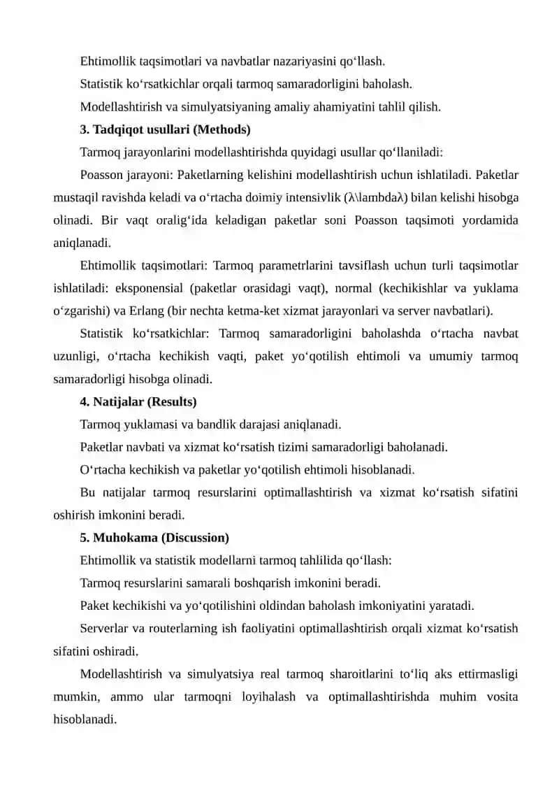 Kompyuter tarmoqlarida ehtimollik va statistik modellar 2