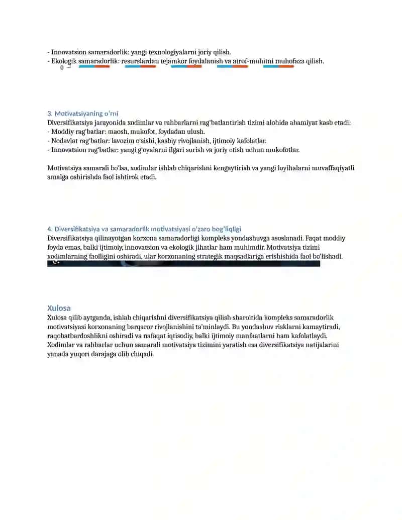 Ishlab chiqarishni diversifikatsiya qilish sharoitida kompleks samaradorlik motivatsiyasi 2