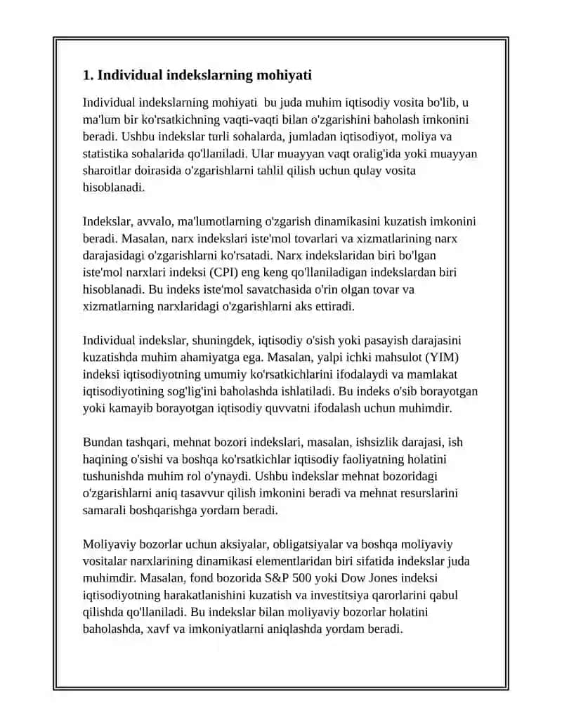 INDIVIDUAL INDEKSLARNING XOSSALARI 2
