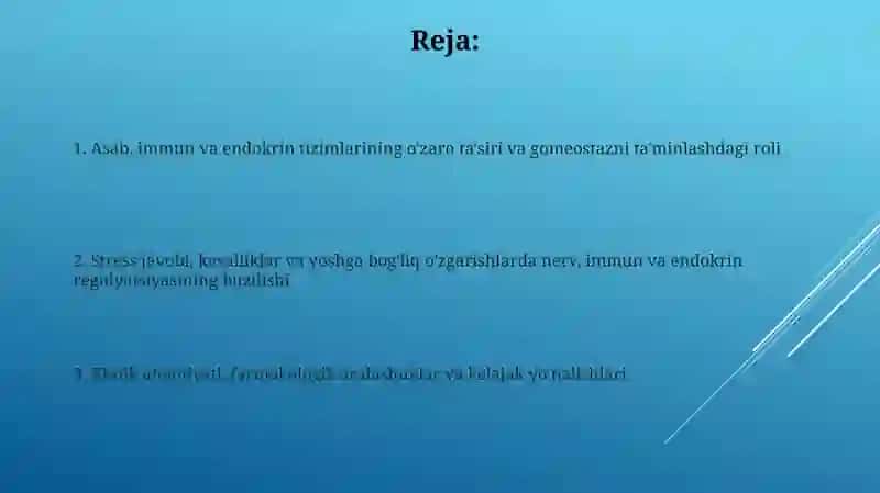 Organizmning nerv, immun va endokrin boshqarilishi 2