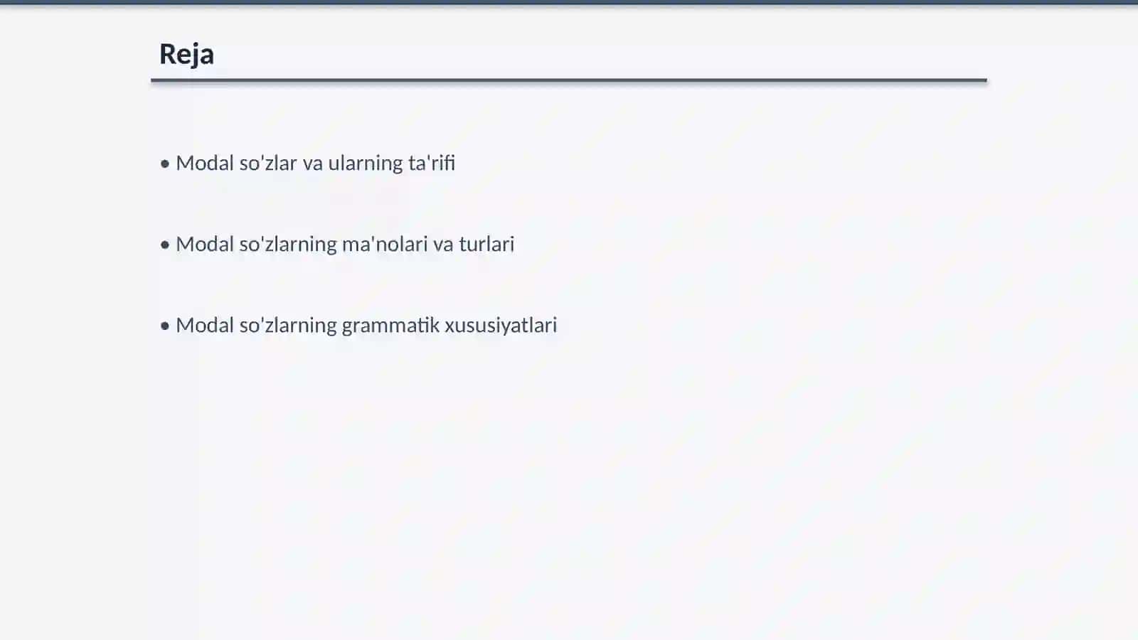 Alohida guruh so'zlar. Modal so'zlar, ularning ma'no va grammatik xususiyatlari, sintaktik vazifalari 2