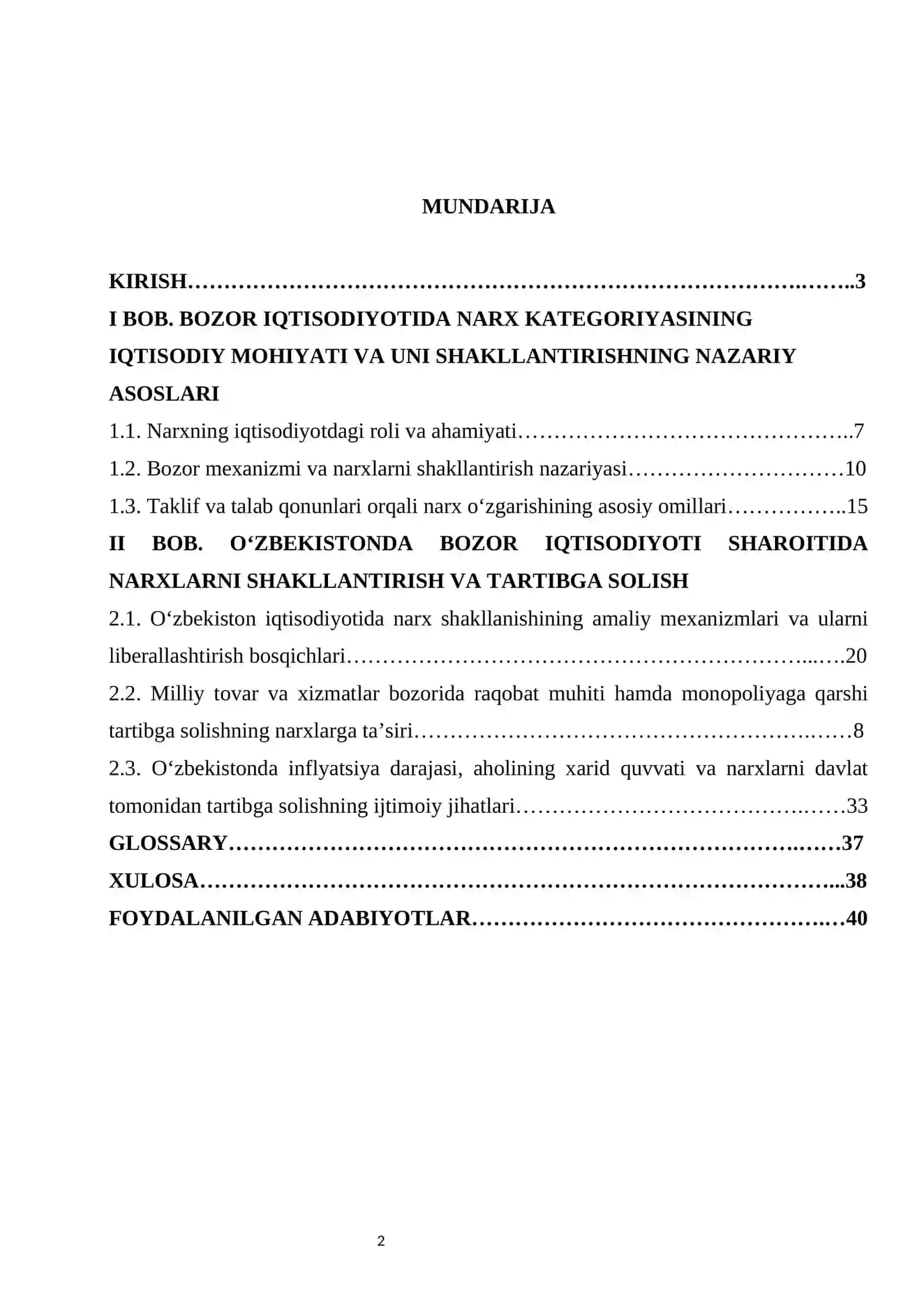 Bozor iqtisodiyoti sharoitida narxlarning shakllanishi. 2