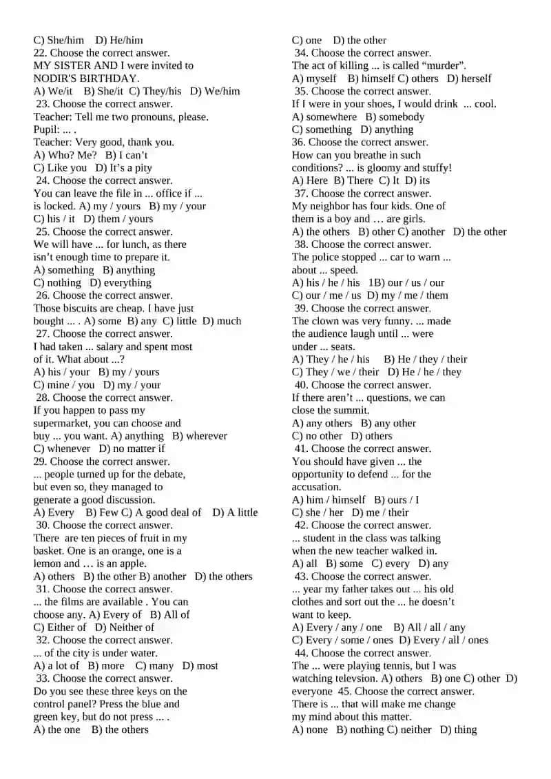 Pronoun – Practice Test 2