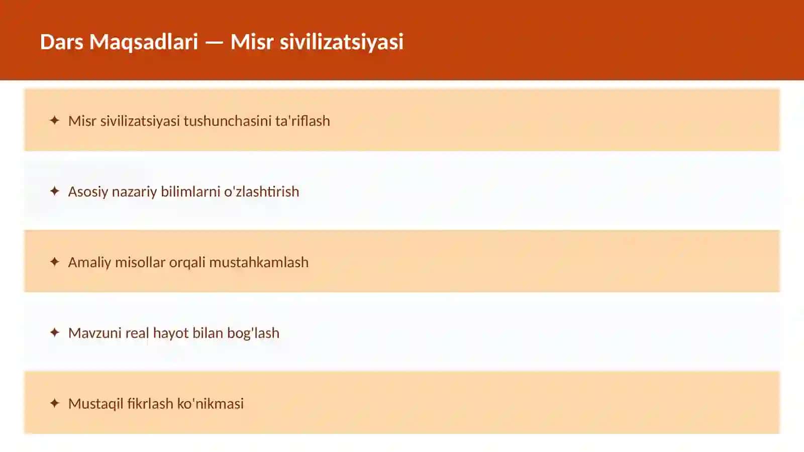 Tarix - Qadimgi Sharq - O'qituvchilar va talabalar uchun dars ishlanma 2