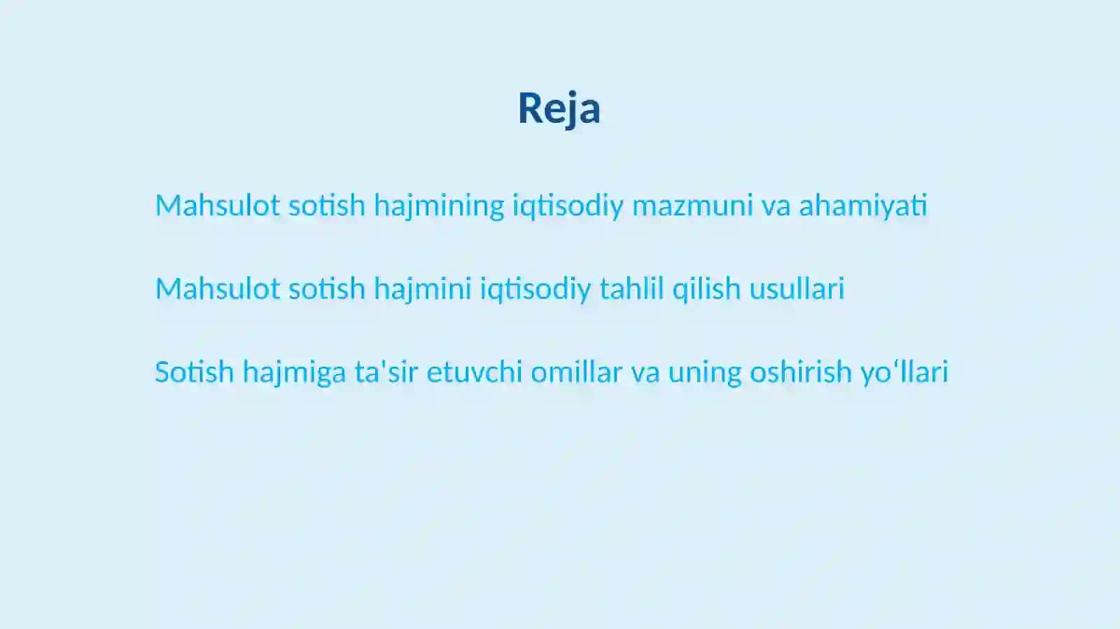 Mahsulot sotish hajmining iqtisodiy tahlili 2