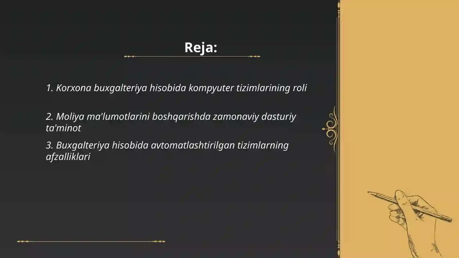 Yirik korxonalar buxgalteriya hisobi masalalarini kompyuterda qayta ishlash texnologiyalari 2