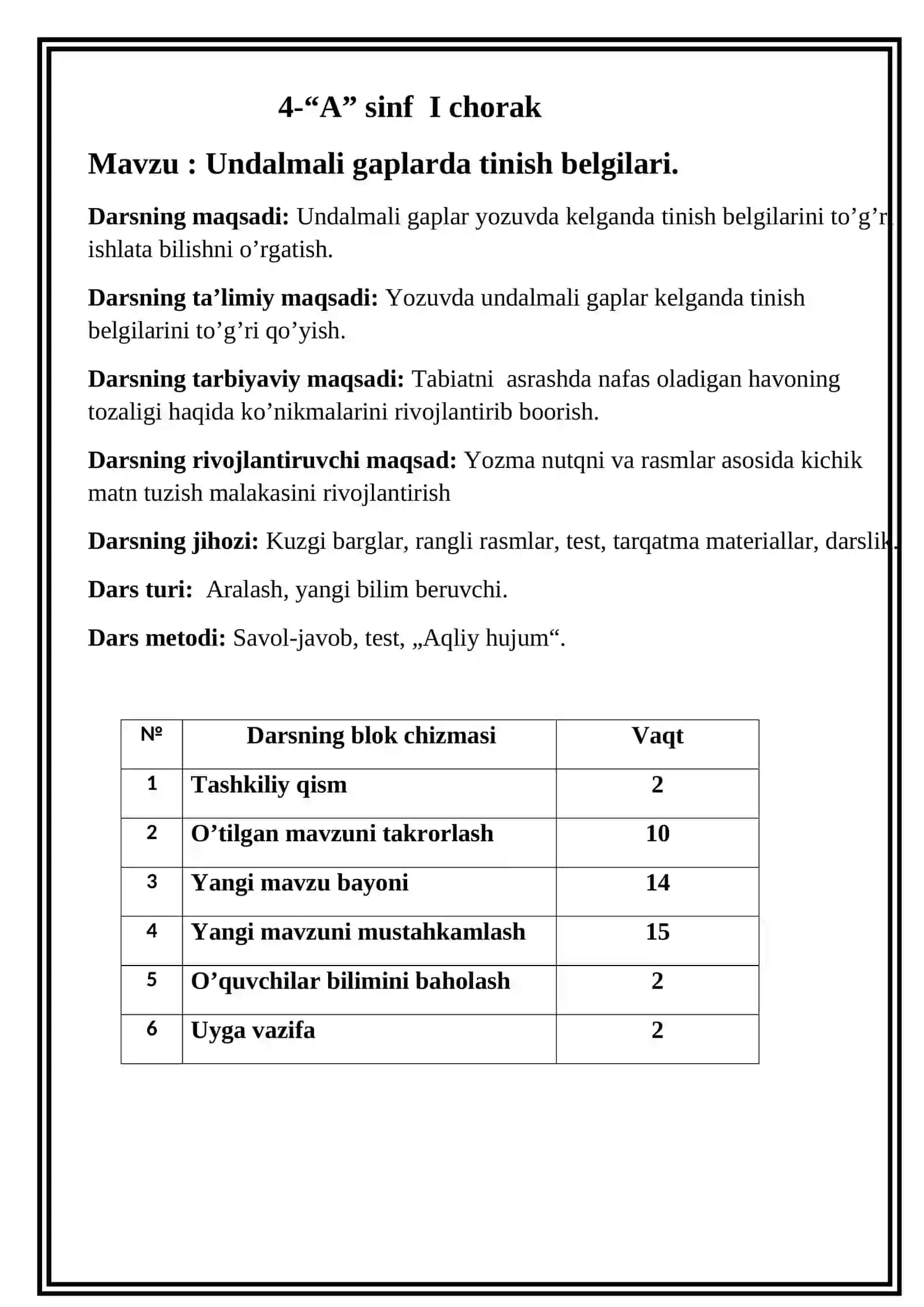 Undalmali gaplarda tinish belgilari 2