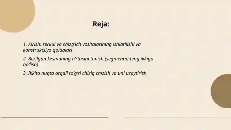 Geometrik figuralarni serkul va chizgʻich yasash 2