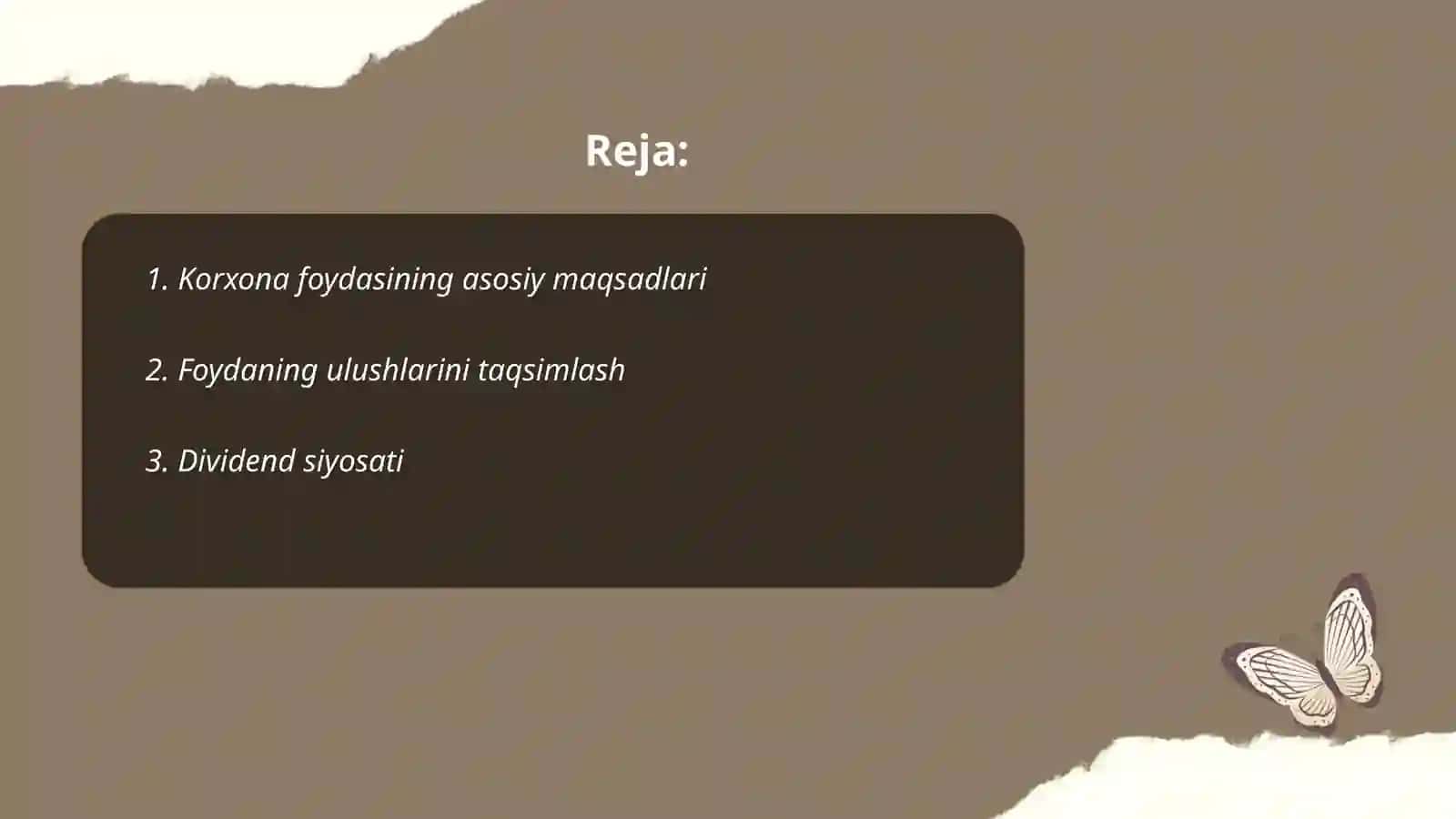 Korxona foydasining taqsimlanishi va ishlatilishi 2