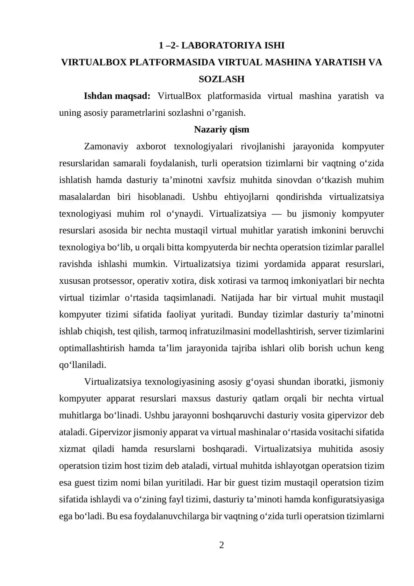 Virtual mashina yaratish va sozlash 2