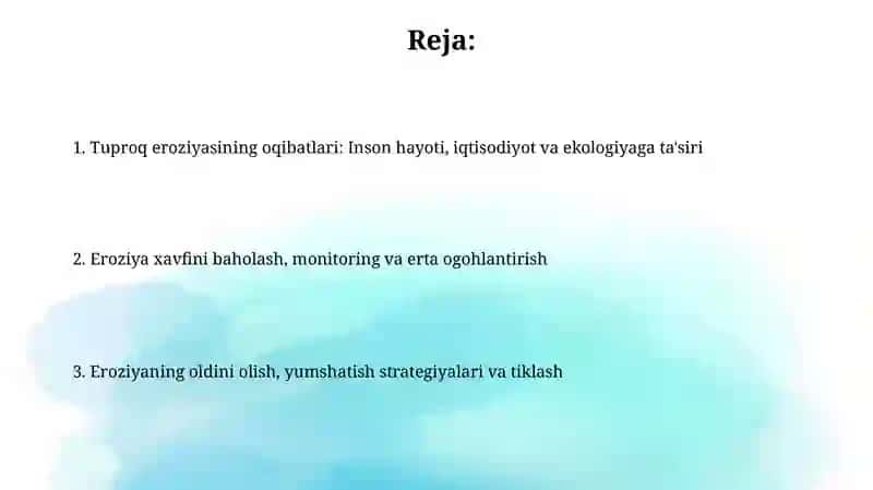 Tuproq eroziyasining oqibatlari 2
