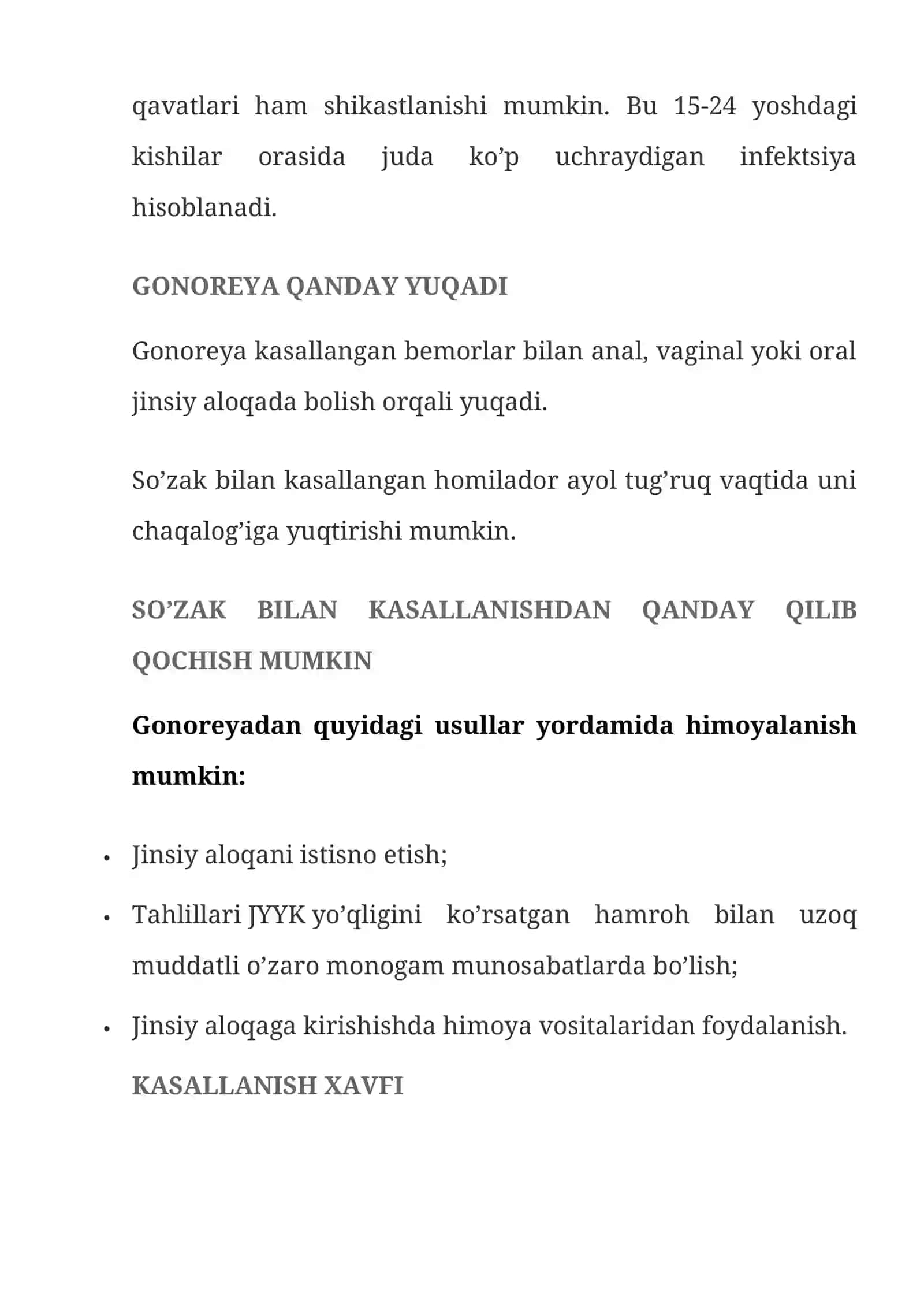 GONOREYA (SO’ZAK) — ALOMATLARI, TASHXISLASH, DAVOLASH, OLDINI OLISH 2