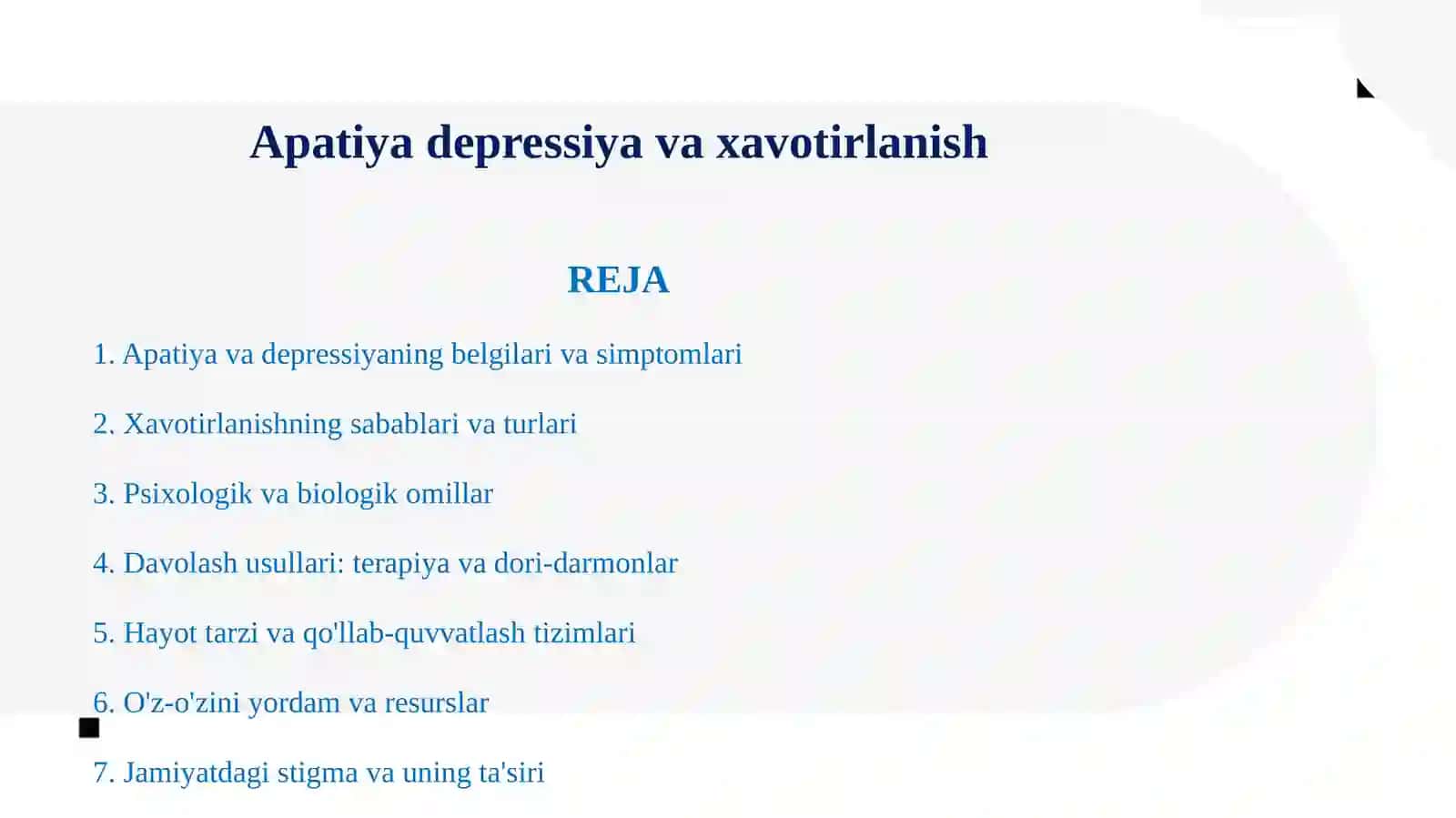 Apatiya depressiya va xavotirlanish 2