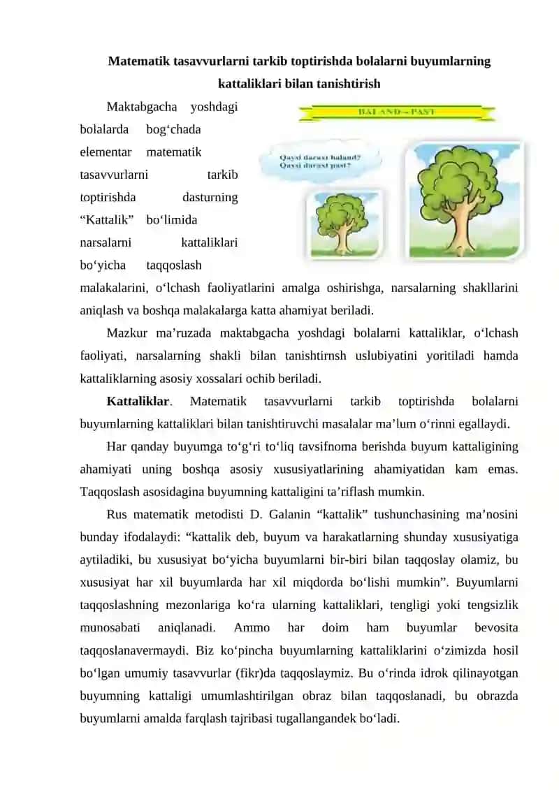 MAKTABGACHA TAʼLIMDA BOLALARNI O'LCHOV OLISHGA OʻRGATISH 2
