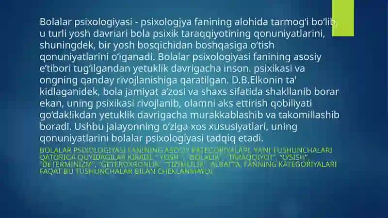 Bolalar psixologiyasi fanining metodlari va silsilaydlari 2