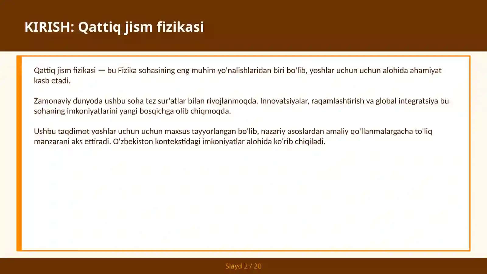 QATTIQ JISM FIZIKASI 2