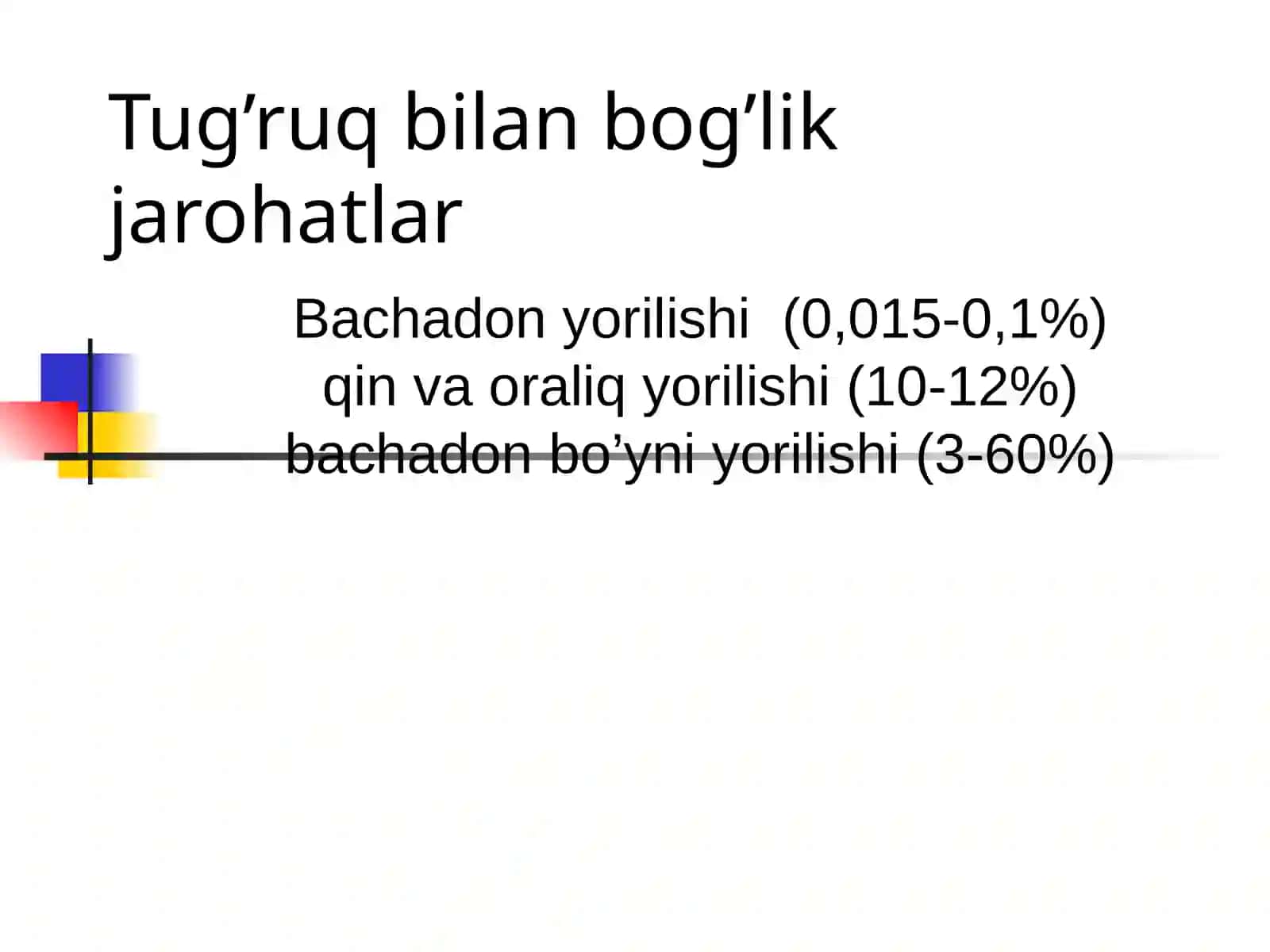 Tug’ruq yo’llarini jarohatlanishi, bachadon yorilishi 2