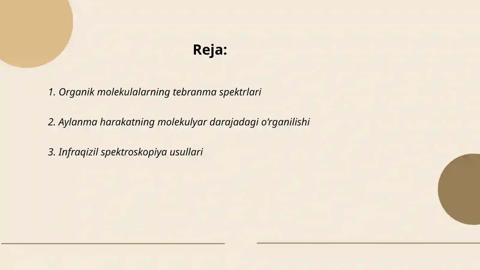 Organik molekulalarning tebranma va aylana Meditsina va farmatsiyada fotolyuminession miqdori va sifat tahlillari 2