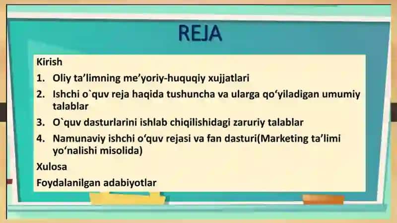 Oliy taʼlim yoʻnalishlari va mutaxassisliklari malaka talablari 2