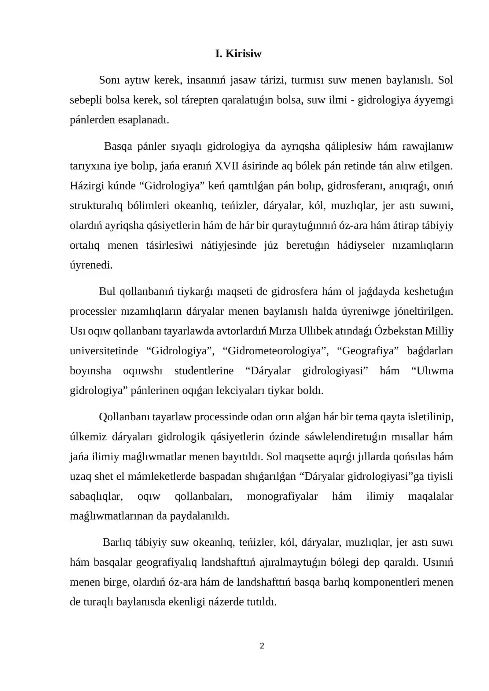 Dáryalardıń ılaylı aǵısların payda etiwshi ámeller 2