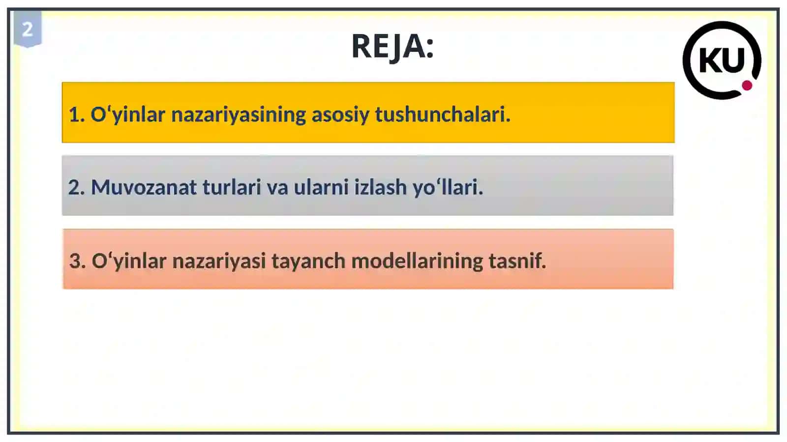 O‘yinlar nazariyasi va o‘zaro hamkorliklarni modellashtirish 2