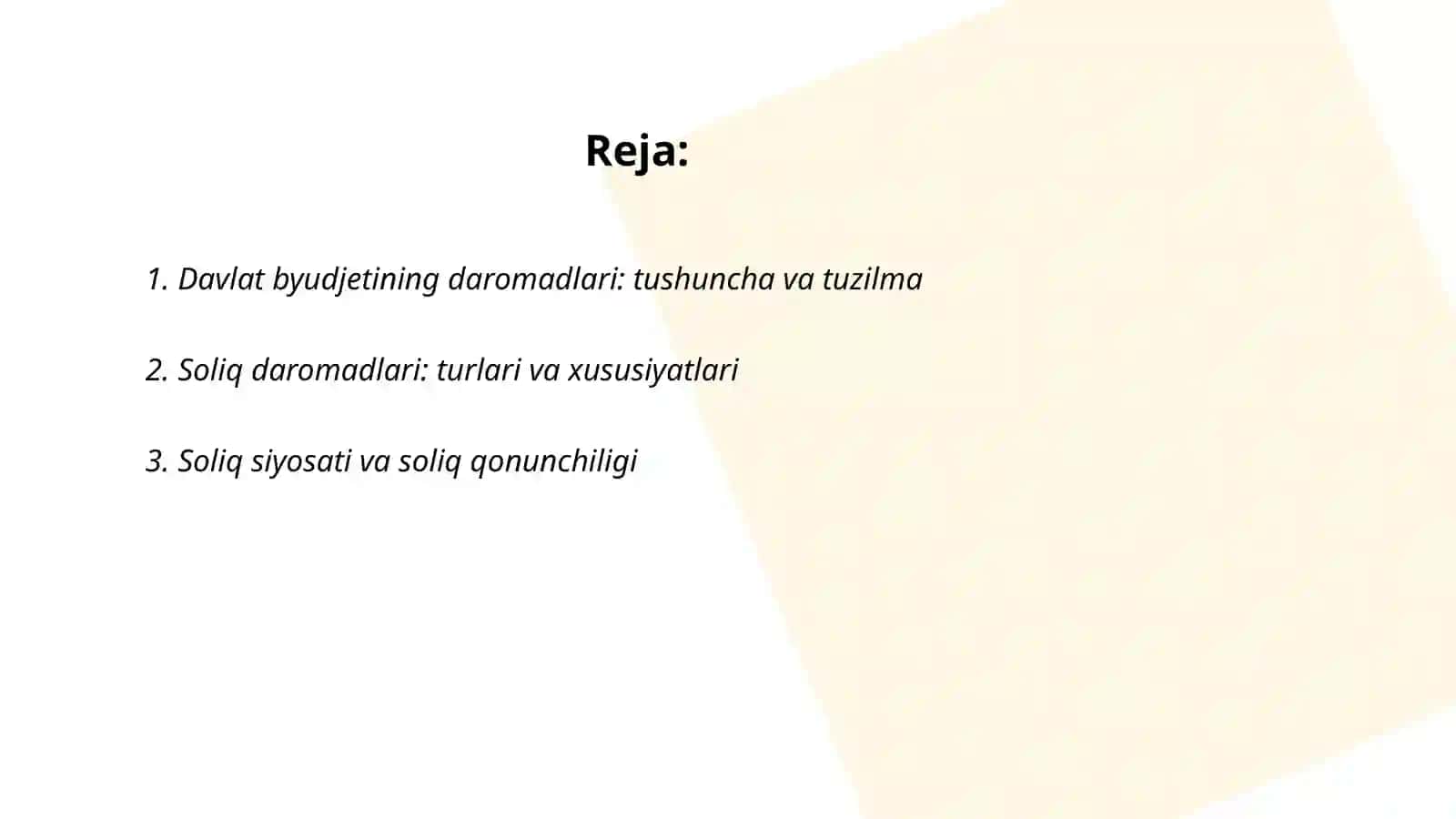 Davlat byudjetining daromatlari tizimi 2